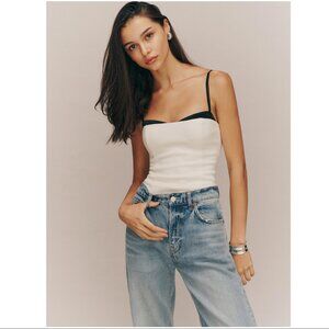Reformation White and Black Bustier Camisole